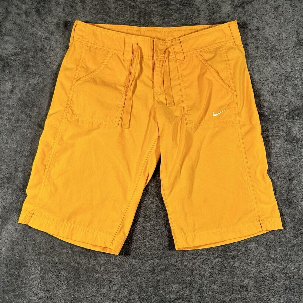 Nike Mid Thigh Shorts Wmn SzS Orange Drawstring Pockets Lightweight Surfer VTG